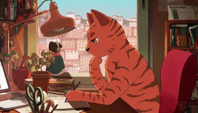 chill out girl cat